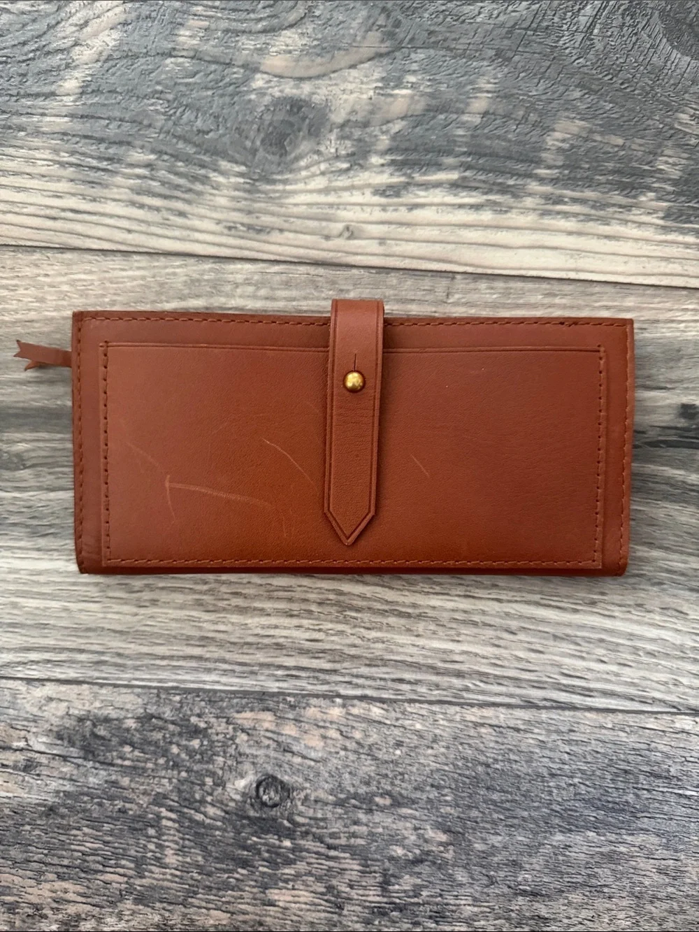 Madewell Brown Leather Snap Tab Wallet